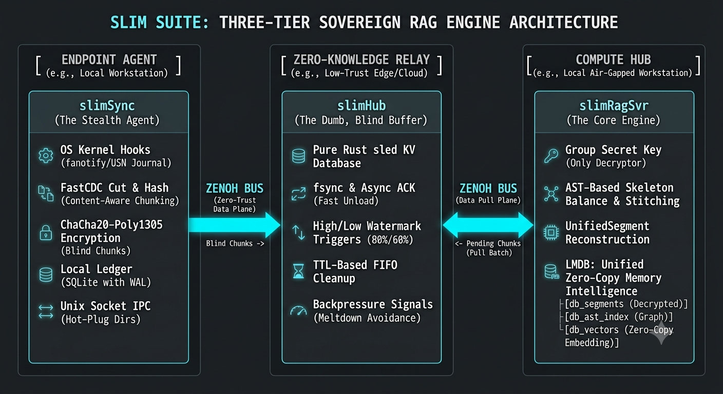 slimRAG — Zero-Knowledge Data Flow Architecture